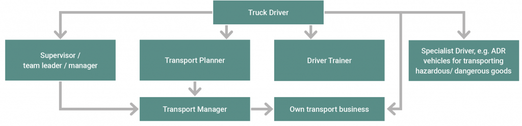 Truck driver career progression options flow chart